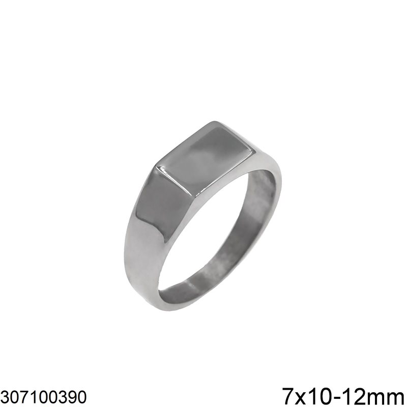 Δαχτυλίδι Ατσάλινο Ορθογώνια Πλάκα 7x10-12mm