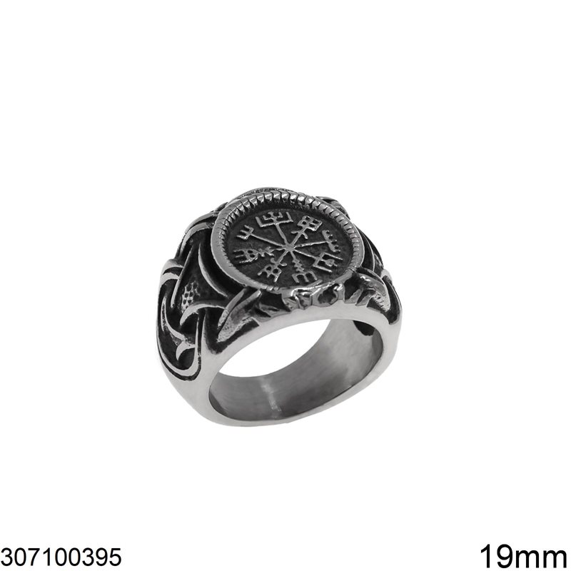 Δαχτυλίδι Ατσάλινο Ανδρικό με Πυξίδα 19mm