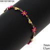 Stainless Steel Bracelet with Daisies 7mm and Hearts 5mm, 17cm