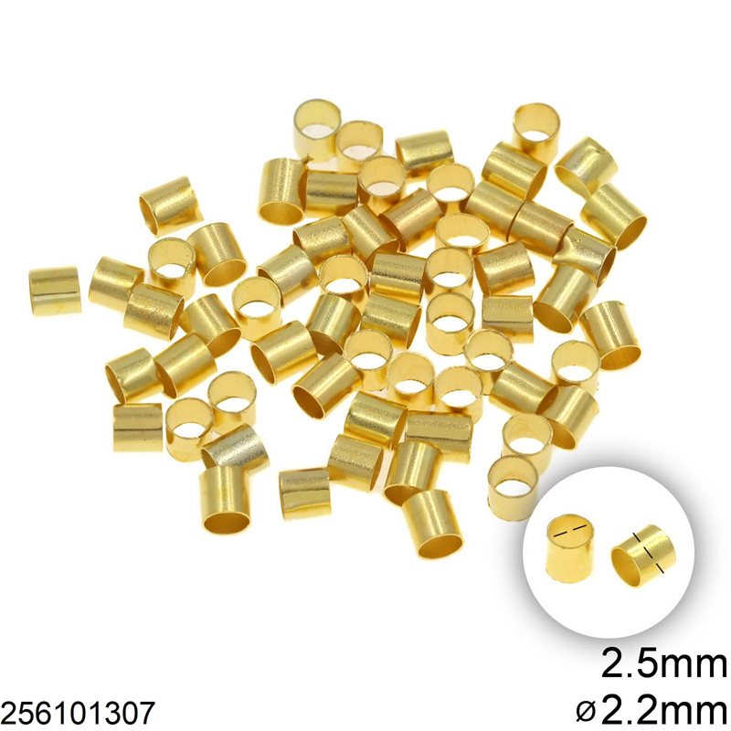 Brass Crimp Tube Beads 2.5mm with Hole 2.2mm