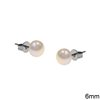 Stainless Steel Earrings with Cabochon Pearl  6-10mm