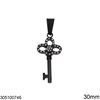 Stainless Steel Pendant Key with Stones 30mm