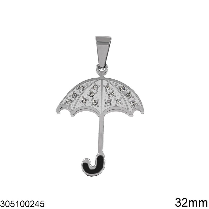 Stainless Steel Ombrella with Stones 32mm