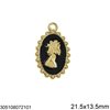 Stainless Steel Oval Pendant Woman with Enamel 21.5x13.5mm