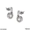 Silver 925 Stud Earrings with Zircon 15mm