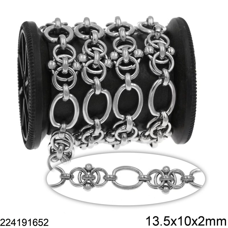 Stainless Steel Oval Link Chain 13.5x10x2mm and Double Link 11mm