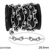 Stainless Steel Chain "W" with Balls 29.5mm and Oval Link 11x6.5x3mm
