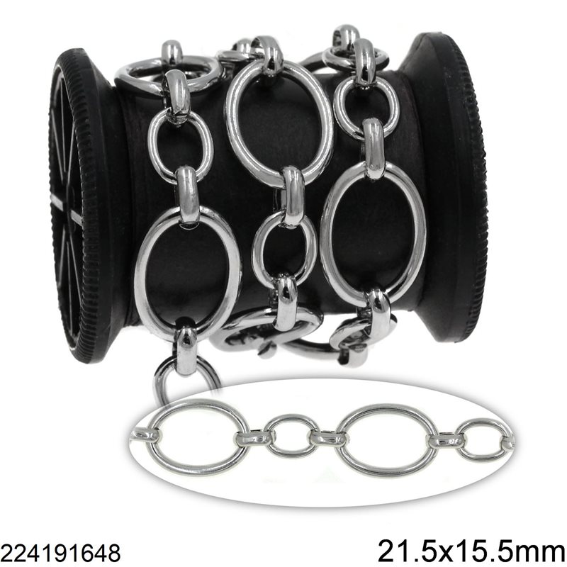 Stainless Steel Oval Link Chain 21.5x15.5x2.5mm