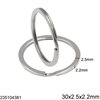 Iron Split Ring Flat Wire 30x2.5x2.2mm, Nickel color