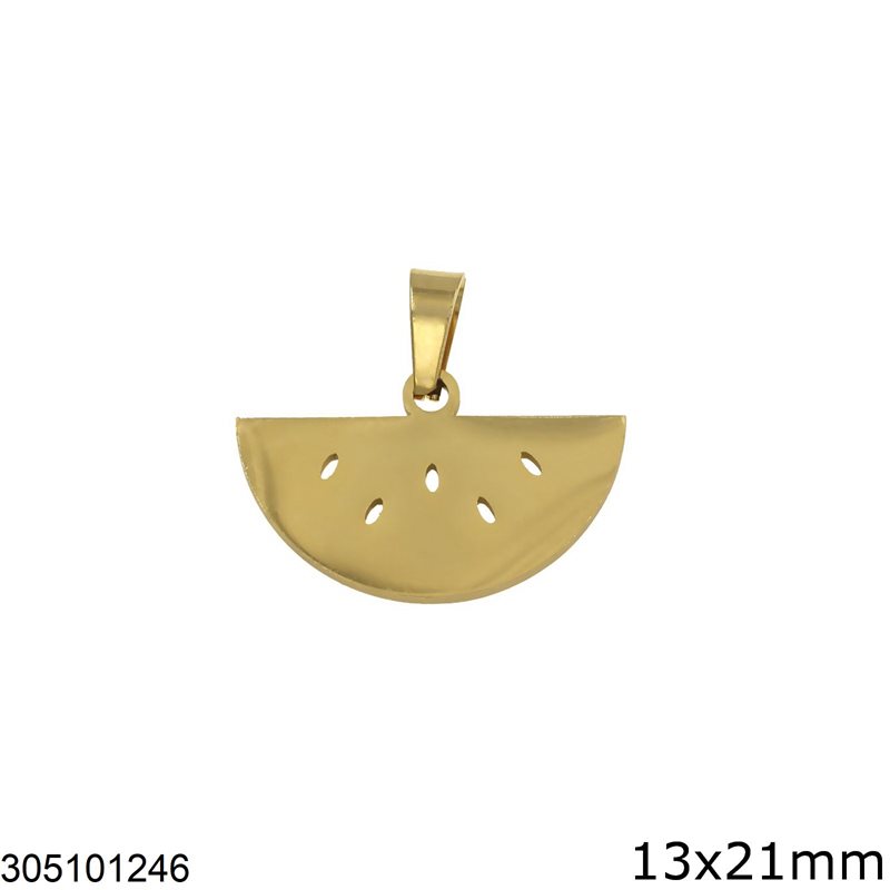 Stainless Steel Pendant Watermelon 13x21mm, Gold