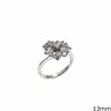 Silver 925 Ring Flower with Zircon 13mm