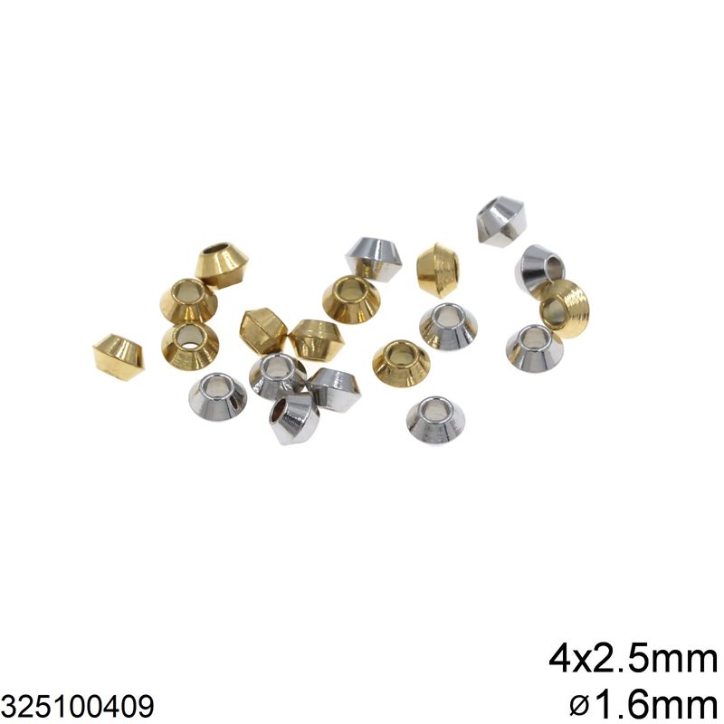 Stainless Steel Conical Rondelle Bead 4x2.5mm with Hole 1.6mm 