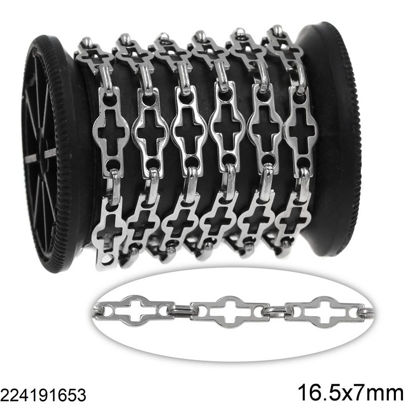 Stainless Steel Cross Spacer Link Chain 16.5x7mm