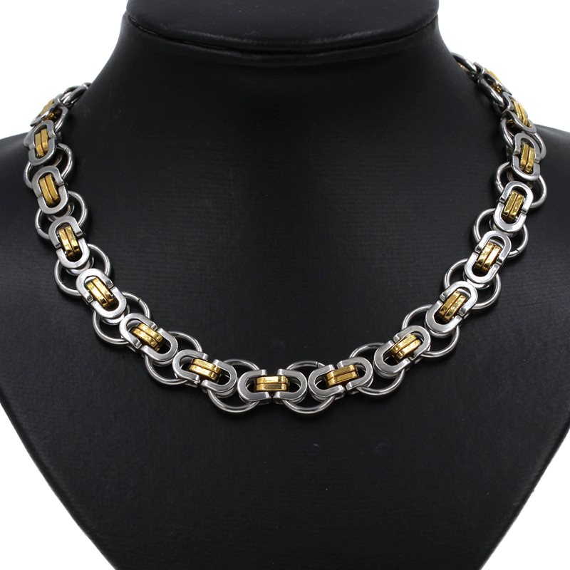 Stainless Steel Byzantine Chain 8mm with Ring 15mm