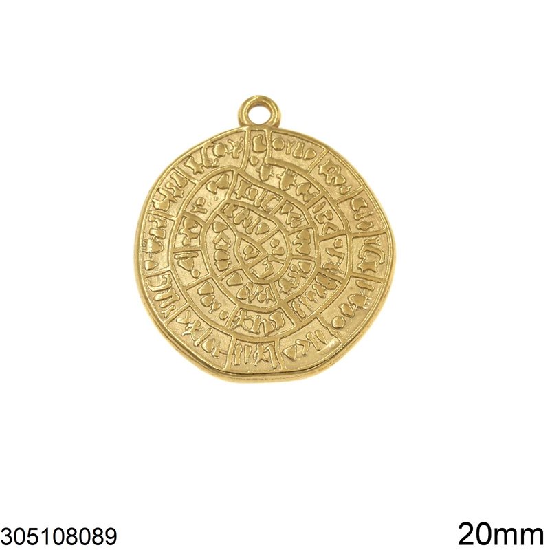 Stainless Steel Pendant Disk of Phaistos Two Sided 20mm