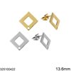 Stainless Steel Rhombus Earring Stud with Hole 13.6mm