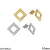 Stainless Steel Square Stud Earrings with Hole 10mm