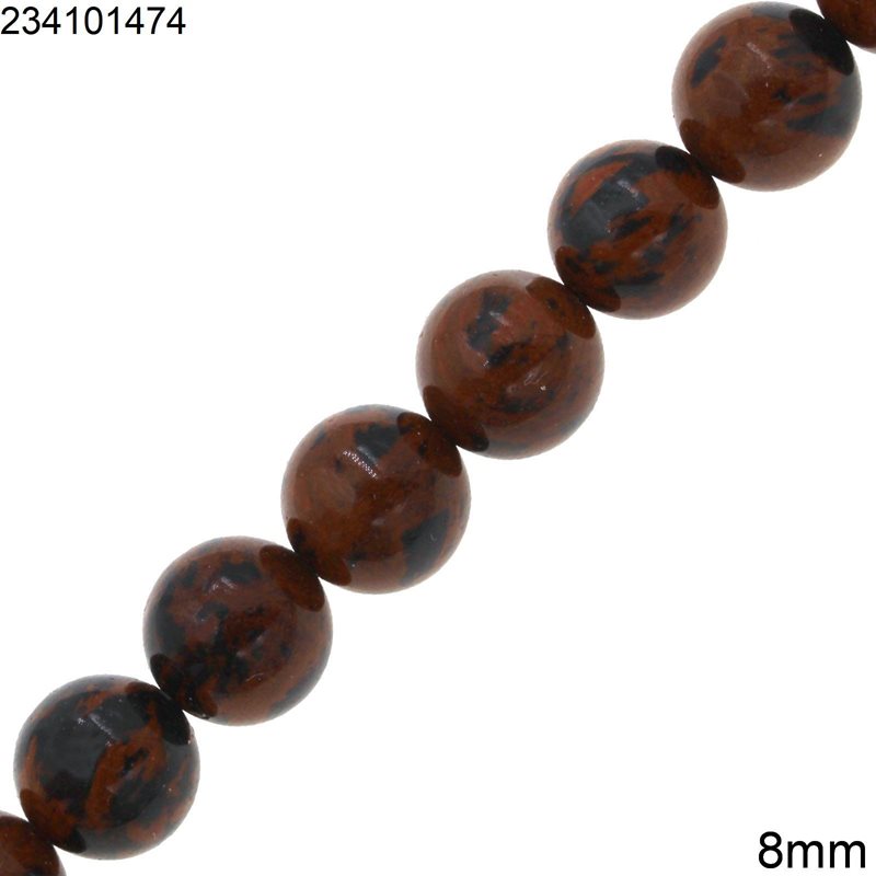 Obsidian Round Beads 8mm, Brown
