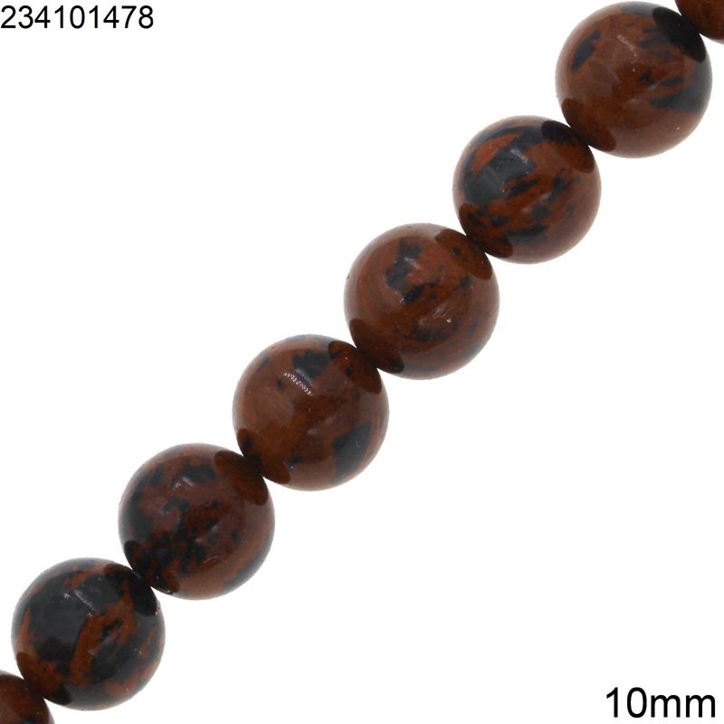 Obsidian Round Beads 10mm, Brown