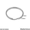 Stainless Steel Split Ring Rounded Wire 30x2x3.4mm
