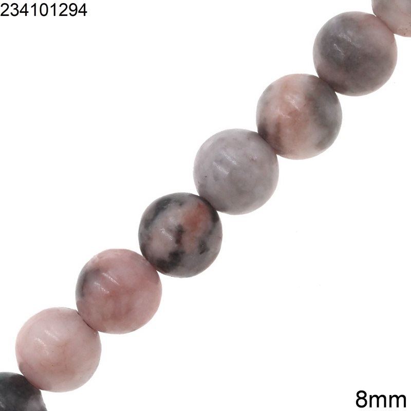 Jasper Round Beads 8mm, Pink Zebra