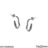 Stainless Steel Stud Earrings Irregular Shape 13x22mm 