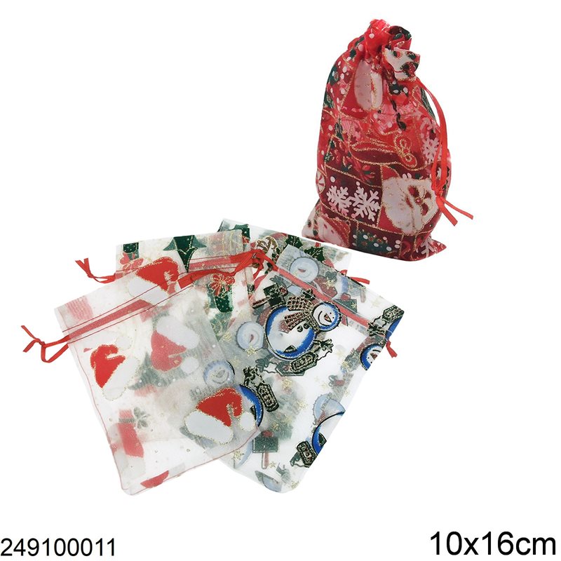 Organza Pouch Christmas Design 10x16cm