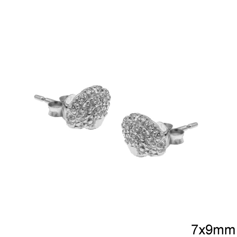 Silver 925 Stud Earrings Shell 7x9mm