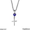 Stainless Steel Pendant Cross with Evil Eye 2x13x20mm