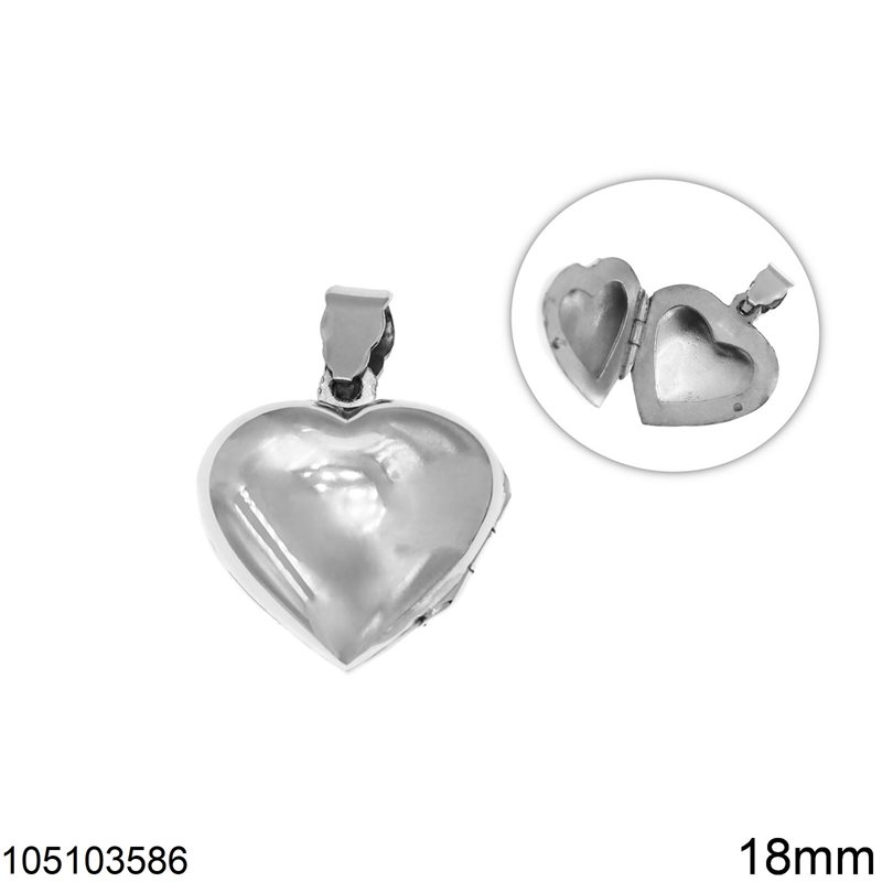 Silver 925 Locket Heart Pendant 18mm