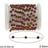 Stainless Steel Link Chain with Glass Faceted Beads 3mm