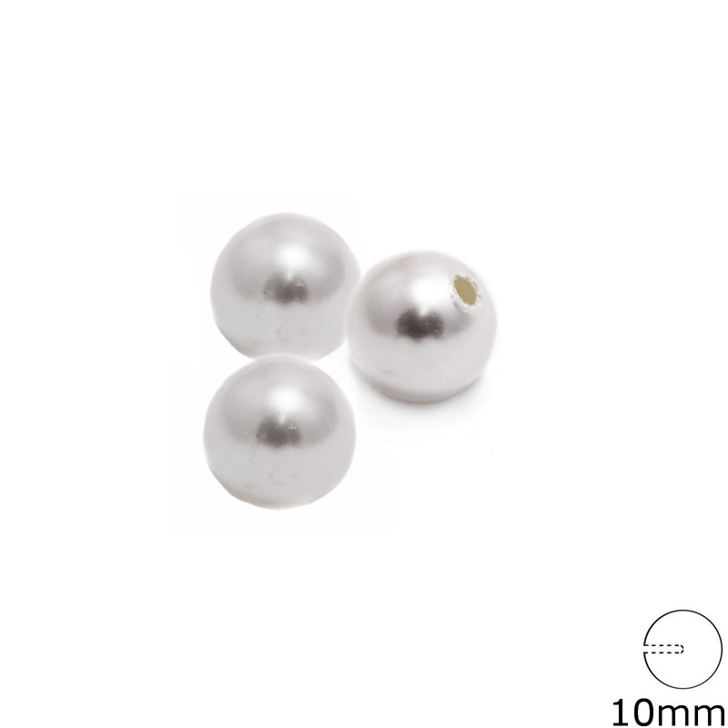 Mop-shell Half-Drilled Bead 10mm Pearl Plated
