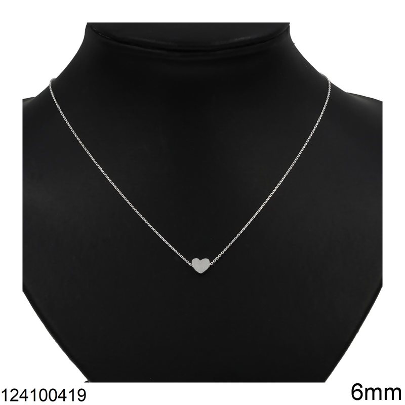 Silver 925 Necklace with Heart 6mm