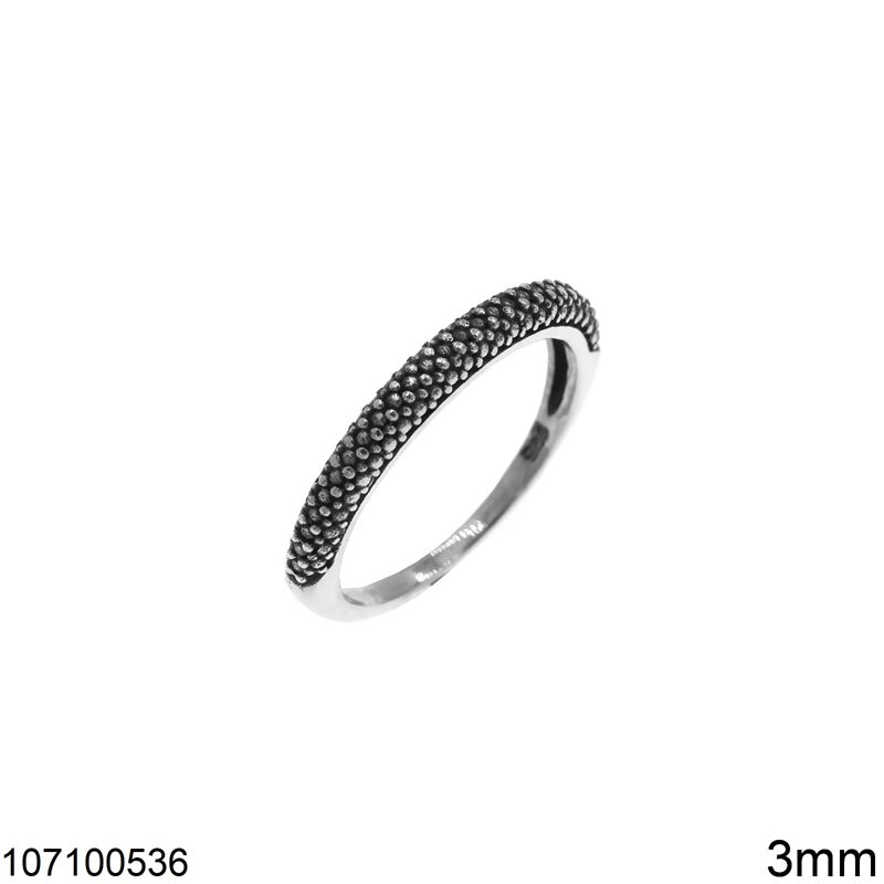 Silver 925 Ring 3mm, Oxidised