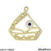 New Years Lucky Charm Ship with Enameled Evil Eye 49x48mm