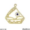 New Years Lucky Charm Ship with Enameled Evil Eye 49x48mm