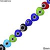Glass Evil Eye Heart Flat Beads 8mm, Multicolor