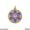 Brass Pendant Curcle with Snowflake Enamel and Zircon 20mm