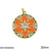 Brass Pendant Curcle with Snowflake Enamel and Zircon 20mm