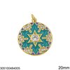 Brass Pendant Curcle with Snowflake Enamel and Zircon 20mm