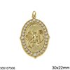 Brass Pendant Oval Angel with Pearls 30x22mm