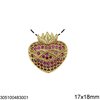 Brass Pendant Heart with Zircon 18-21mm