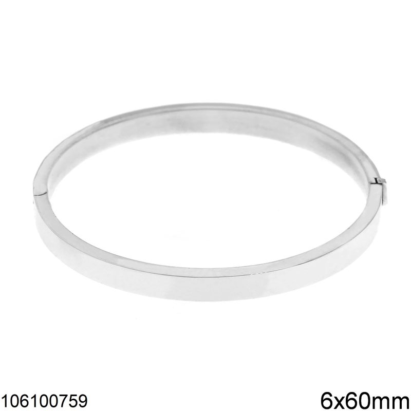 Silver 925 Oval Sarniera Cuff Bracelet 6x60mm