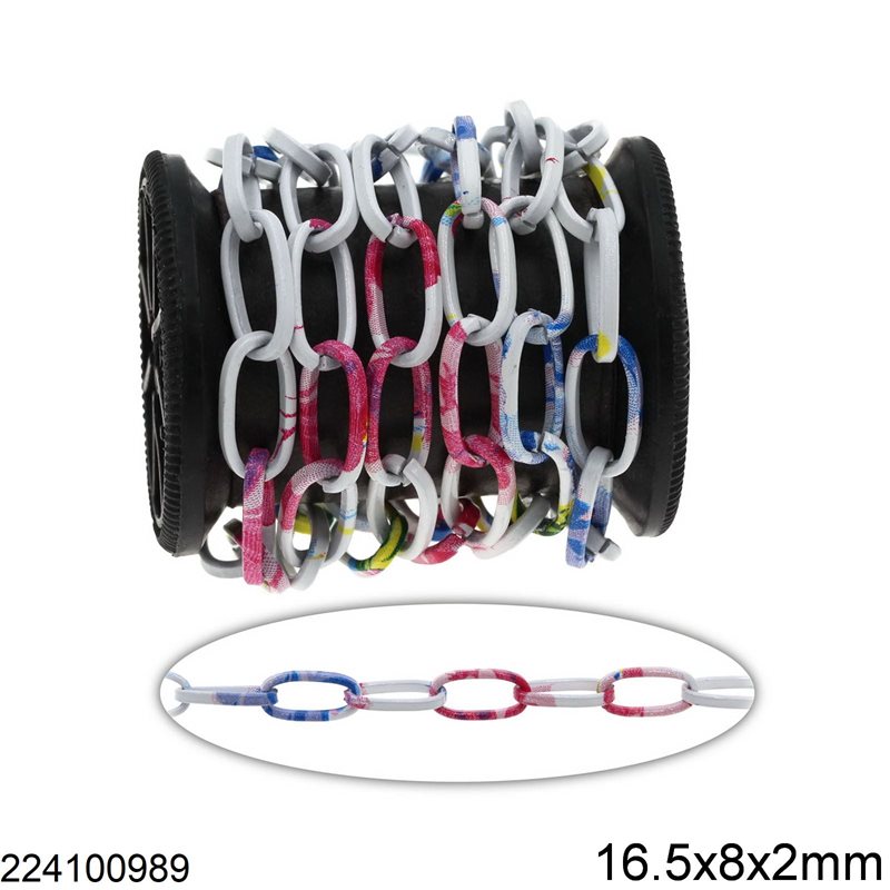 Aluminium Oval Link Chain 16.5x8x2mm, Multicolor
