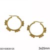 Stainless Steel Hoop Earrings with Balls 3x25mm, Gold