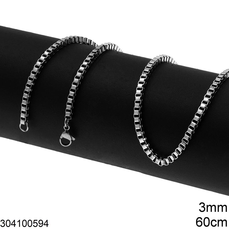 Stainless Steel Square Venetian Box Chain 3mm