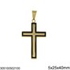Stainless Steel Pendant Cross with Black Outline 5x25x40mm