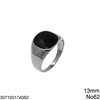Δαχτυλίδι Ατσάλινο Ανδρικό με Μαύρη Πλάκα 13mm