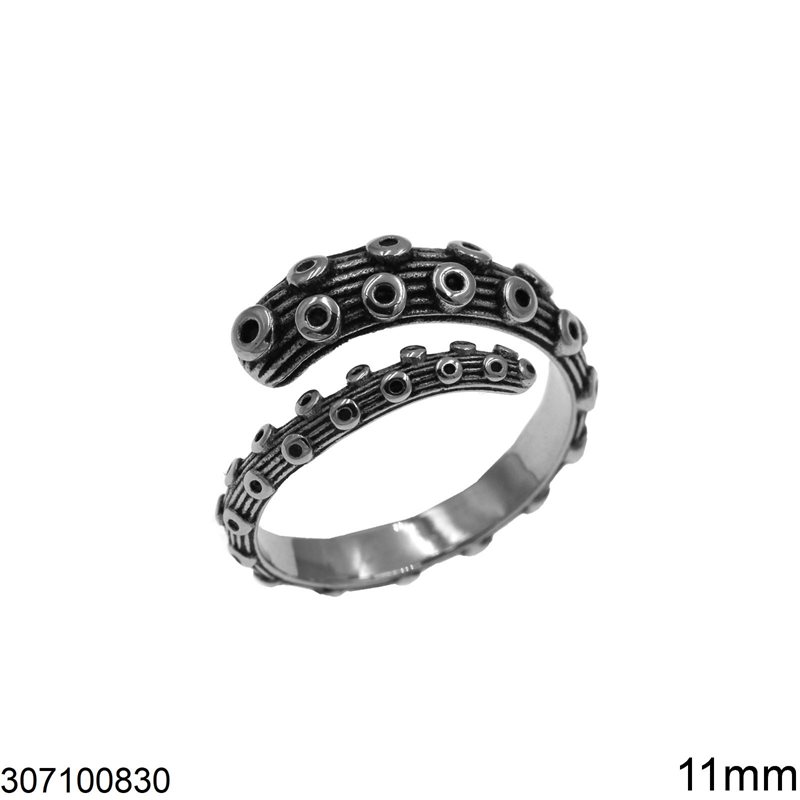 Δαχτυλίδι Ατσάλινο Πλοκάμι Χταποδιού 11mm