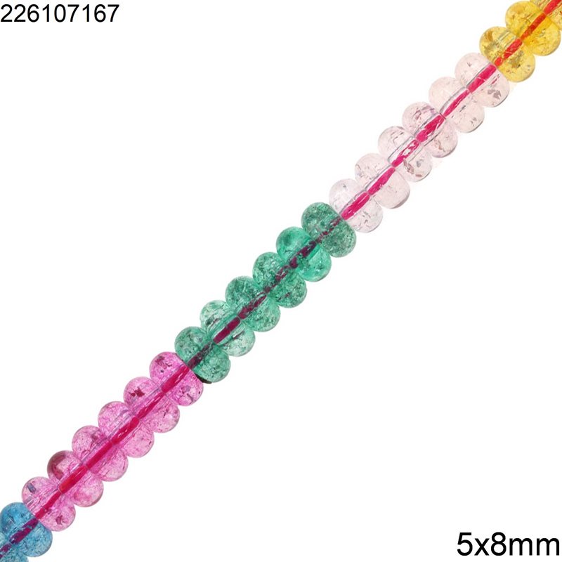 Crystal Rodelle Beads  5x8mm, Multicolor